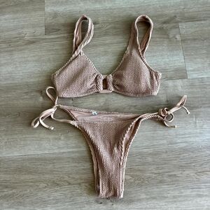 Chic Textured Bikini Set in Tan
